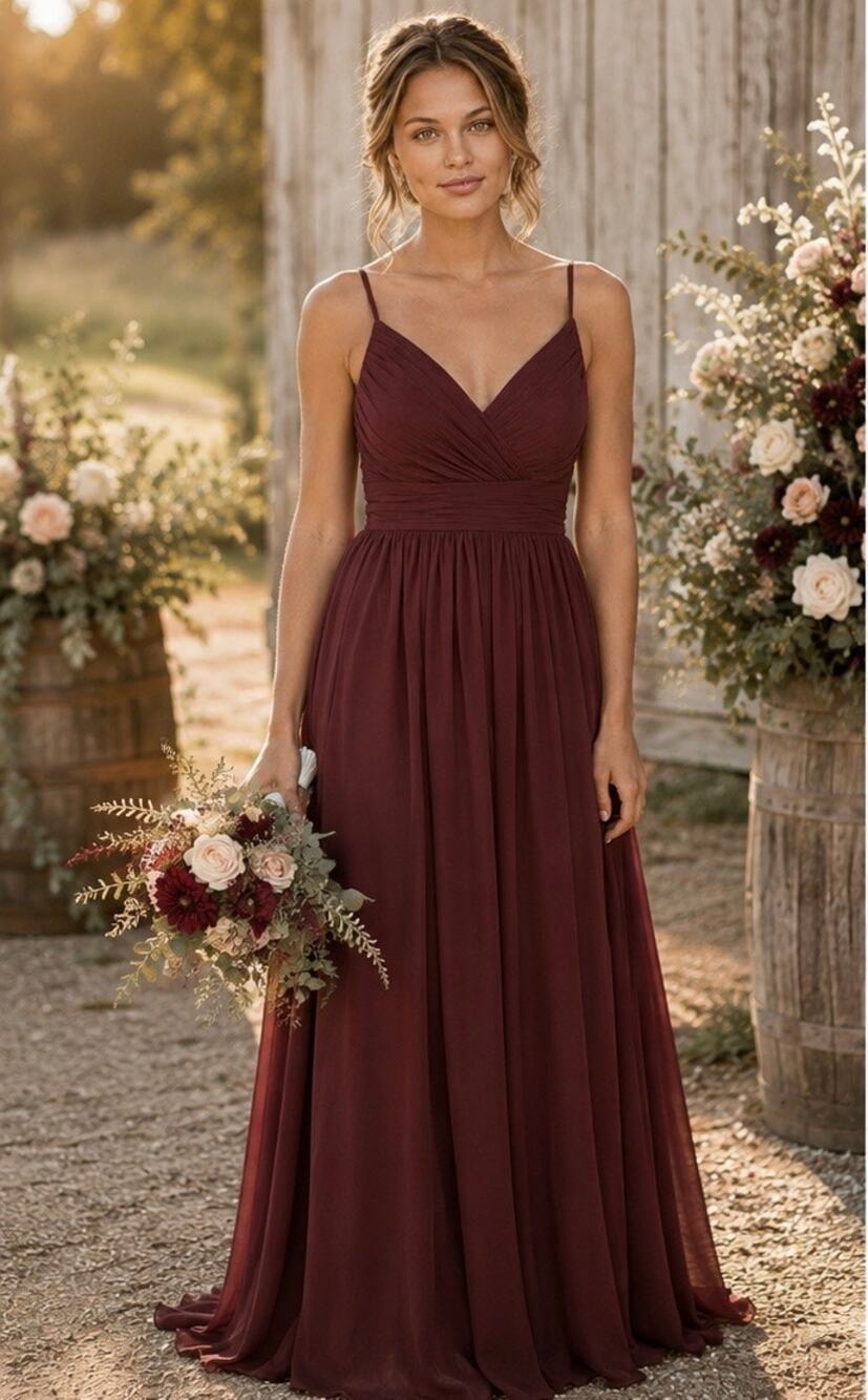 Romantic Beaded Open Back Formal Maxi Dress Burgundy Renz NWT Size S Unmarked